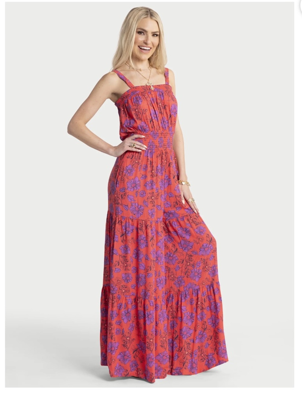 Jessica Simpson Delene Smocked Wide Leg Jumpsuit size S